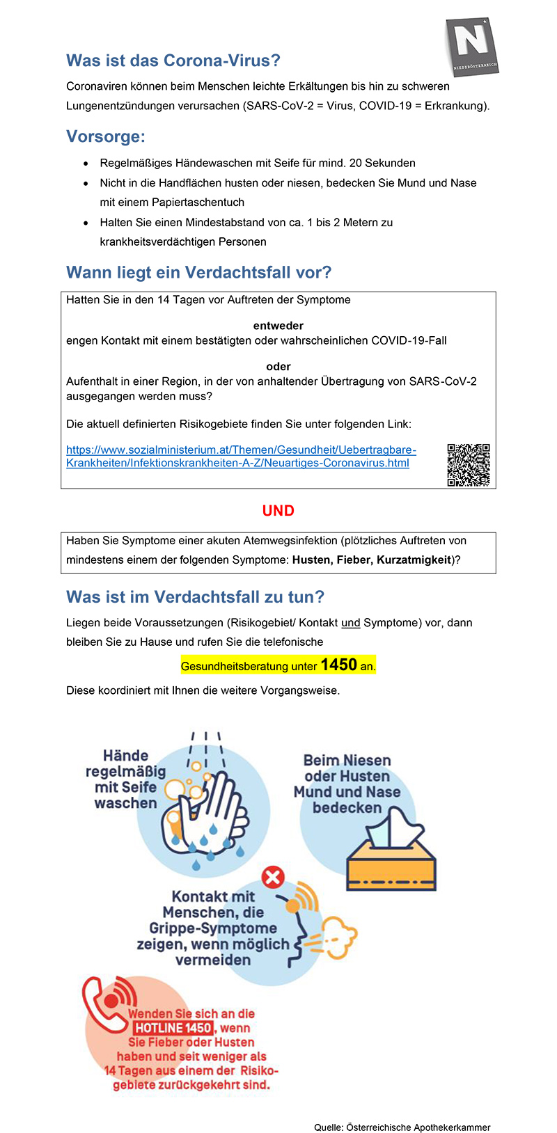 Informationsblatt Coroanvirus